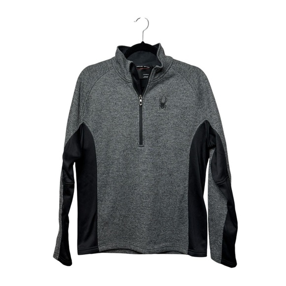 Spyder Men’s SZ M Grey Half Zip Jacket Pullover Fleece Lined Ski Run Activewear - Picture 1 of 8